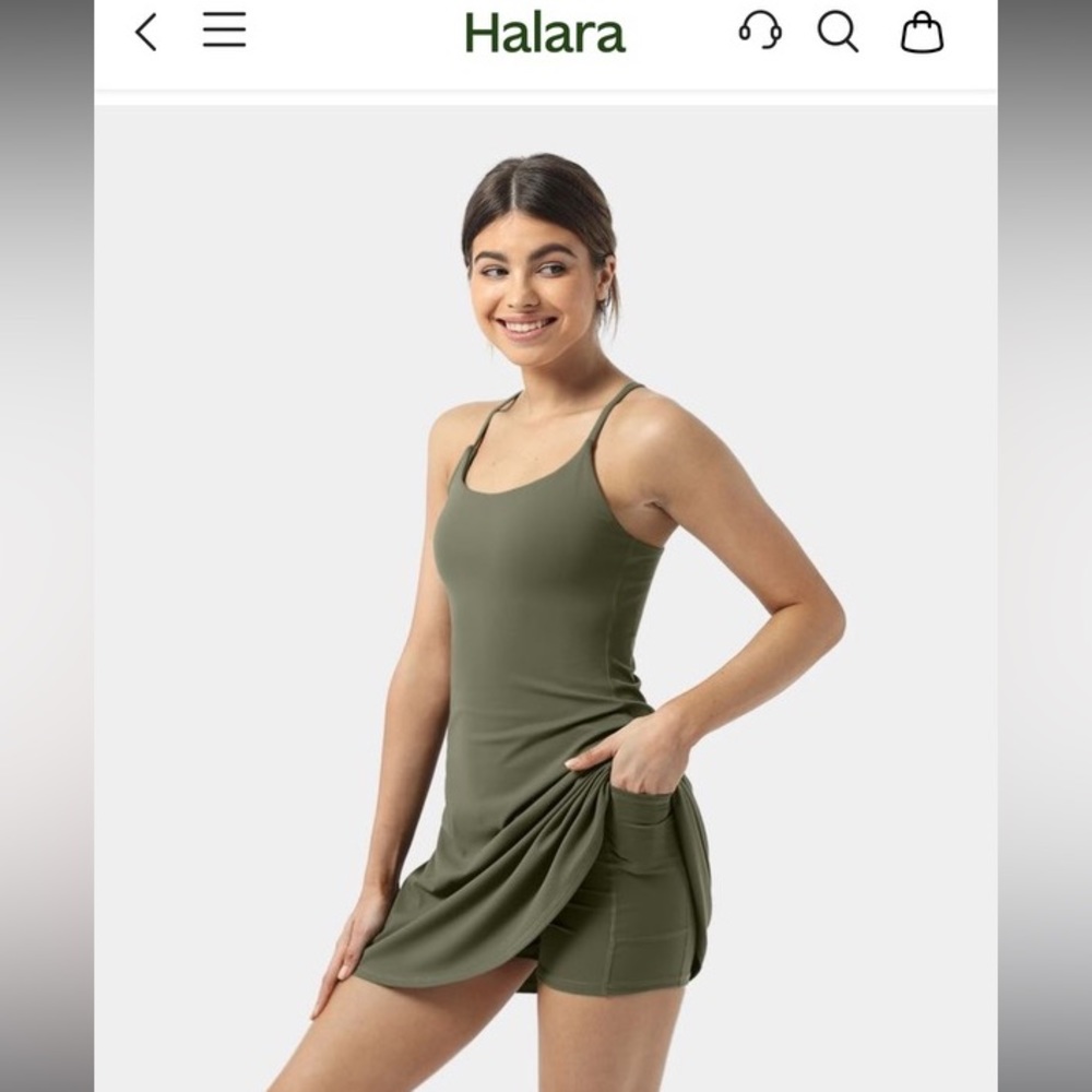 HALARA Olive Green Softlyzero Plush Backless Active Dress